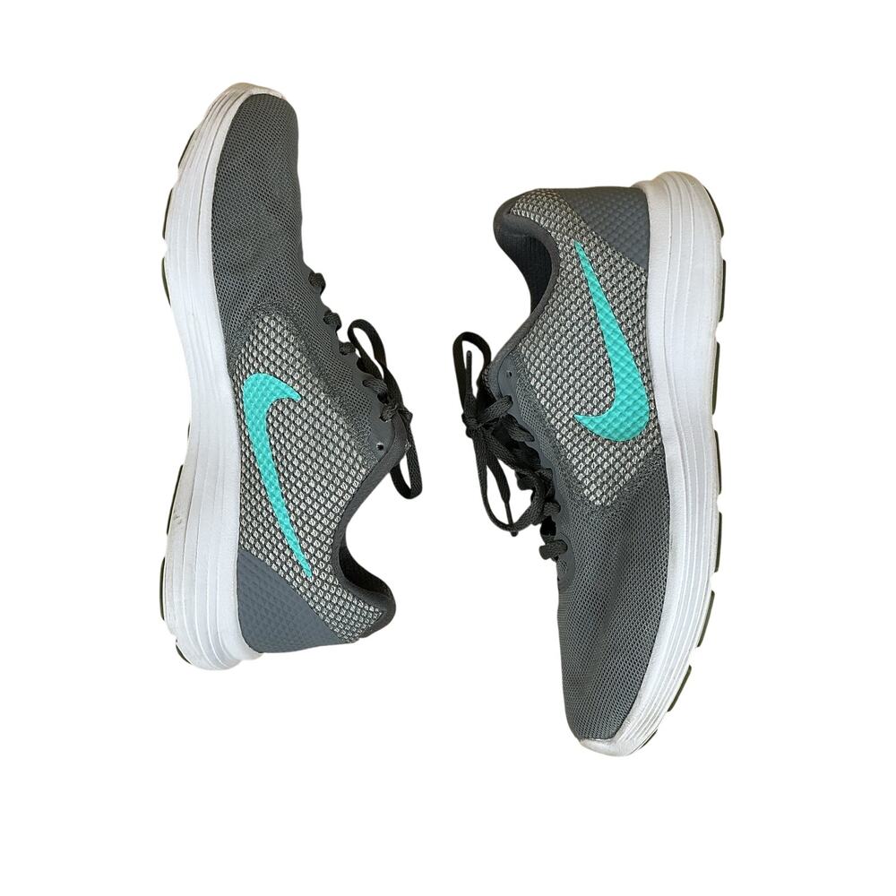 Nike Revolution 3 Shoes Sneakers Women 8 Gray Teal Running Athletic 819303-016